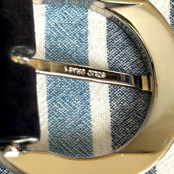 Black made in Spain suede belt silver tone buckle numbered size 28 - Picture 13 of 16